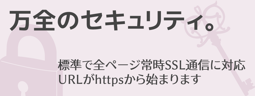 「万全のセキュリティ。」標準で全ページ常時SSL通信に対応 | URLがhttpsから始まります